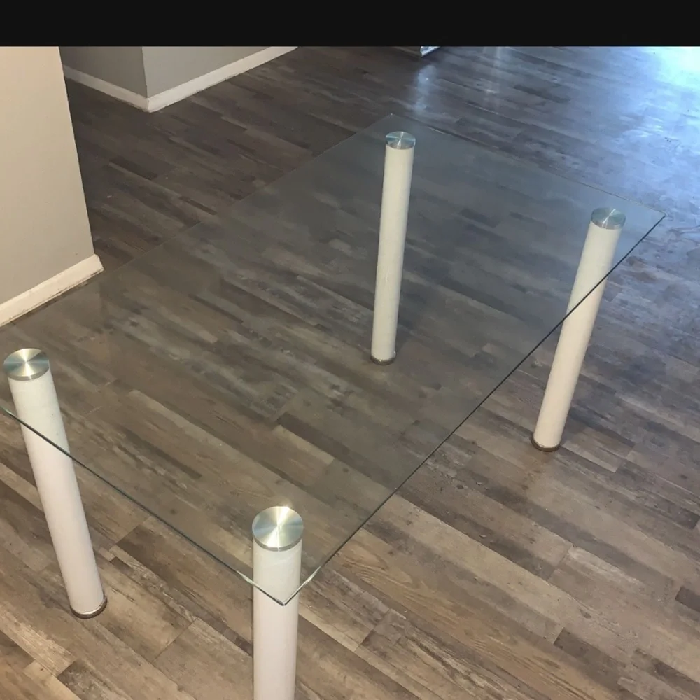 White leg glass table for sale hardly used